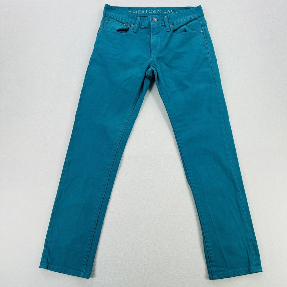 American Eagle Skinny Jeans Mens 28x30 Blue Teal Denim Slim Fit Casual Pants